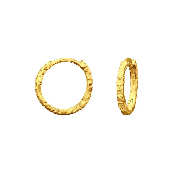 14K Gold Vermeil Textured Huggie Hoops - Picture 1 of 6